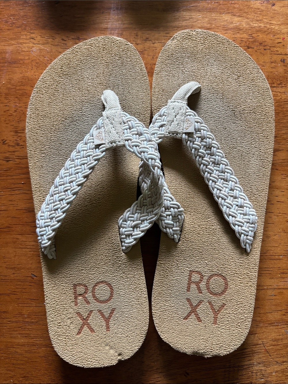 Roxy Braided Thong Sandals in Beige